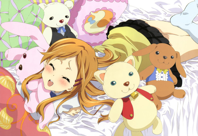 Girl bed stuffed animals teddy free wallpaper - medium preview image