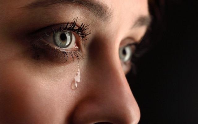 Emotional woman teary eye closeup free wallpaper - medium preview image