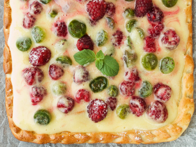 Raspberry cream pastry leaf pastel free wallpaper - medium preview image