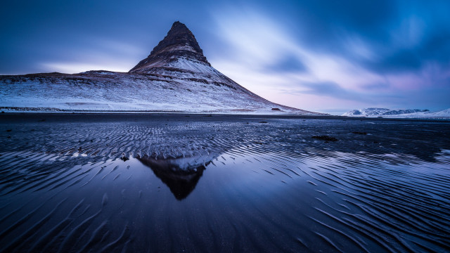Mountain reflection night sky clouds free wallpaper - medium preview image