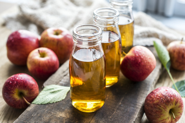 Wooden tray jars apples leaves free wallpaper - medium preview image