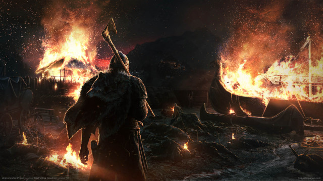 Fantasy battle fire aurora sword free wallpaper - medium preview image