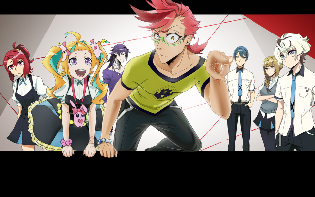 Anime characters red white background free wallpaper - medium preview image