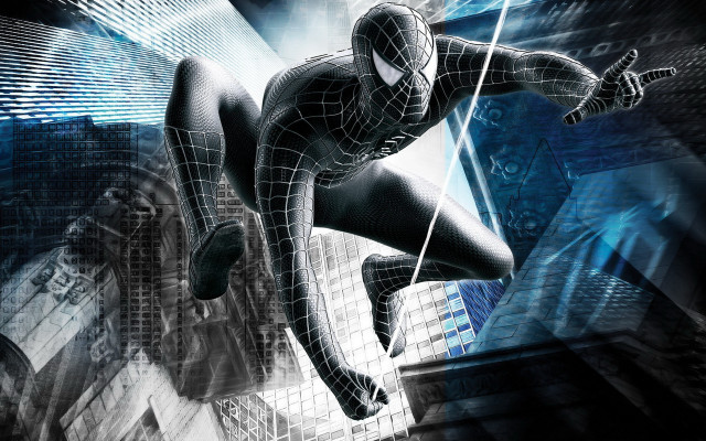Spiderman futuristic cityscape ruins rain free wallpaper - medium preview image