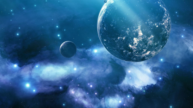 Blue planet stars space aurora free wallpaper - medium preview image