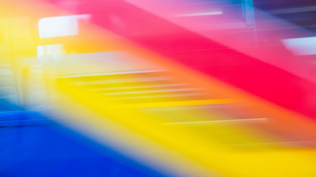 Blurry rainbow staircase blue door free wallpaper - medium preview image