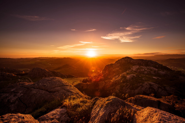 Sunset mountain range rocky sky free wallpaper - medium preview image