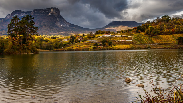 Lake mountains cloudy sky trees #2 free wallpaper - medium preview image