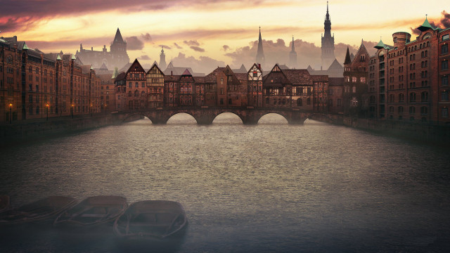 River bridge boat city clock #2 free wallpaper - medium preview image