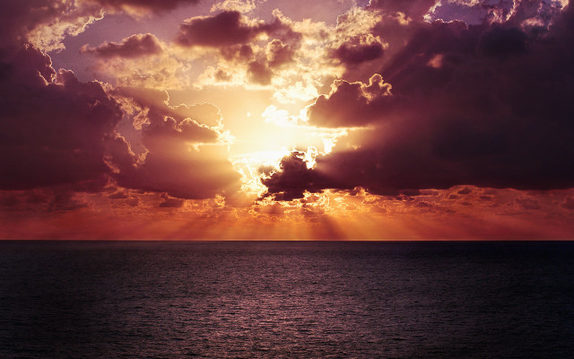 Large water cloudy sky sunset #2 free wallpaper - medium preview image