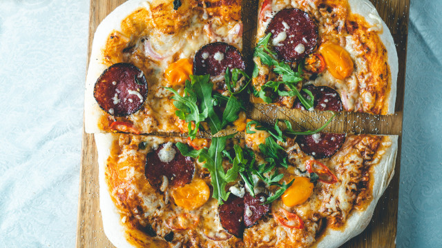 Pizza slice missing wooden board #2 free wallpaper - medium preview image