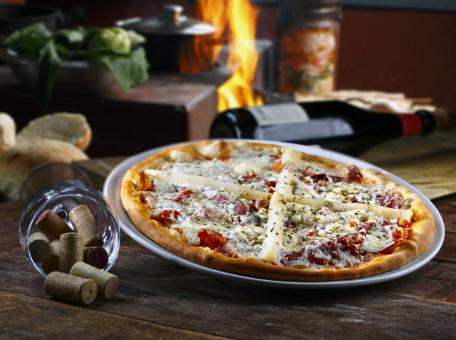 Pizza cheese sauce wine plate free wallpaper - medium preview image