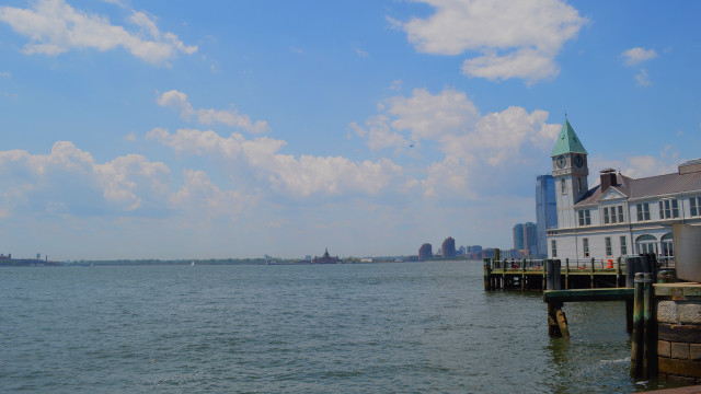 Hudson river building clock tower free wallpaper - medium preview image