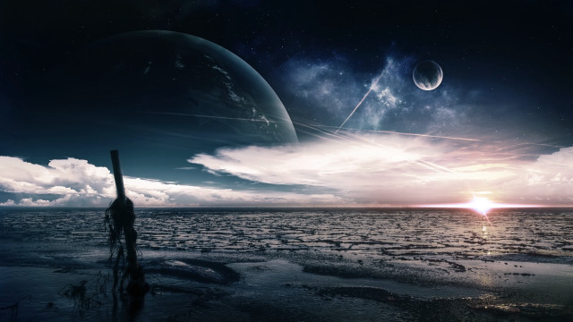 Planet sky clouds sun foreground free wallpaper - medium preview image