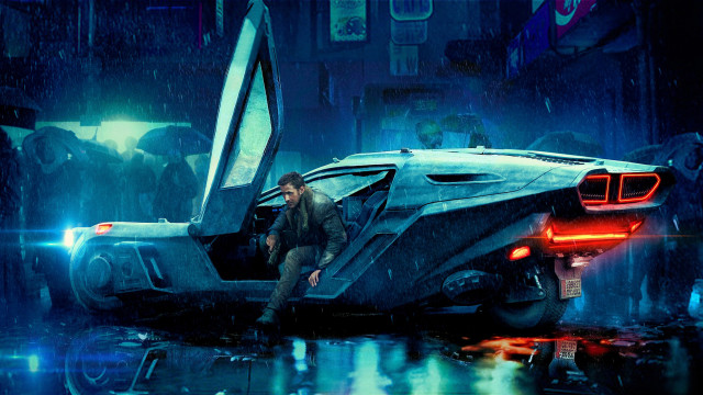 Futuristic man rain neon cyberpunk free wallpaper - medium preview image