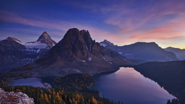 Mountain lake sunset starry sky free wallpaper - medium preview image