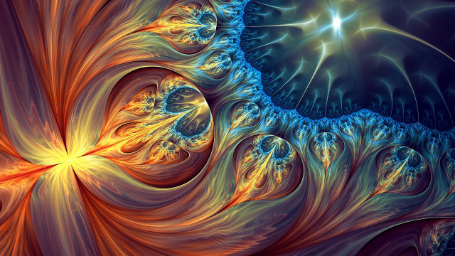 Blue orange swirl star fractals free wallpaper - medium preview image