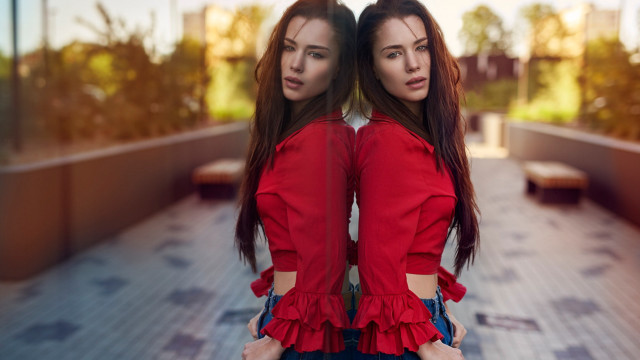 Two women rococo fashion portrait free wallpaper - medium preview image