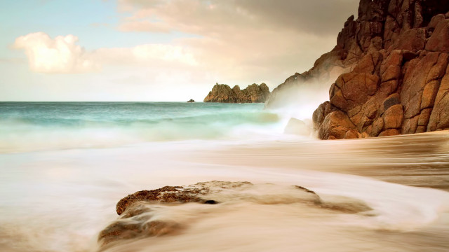 Rock water beach waves landscape free wallpaper - medium preview image