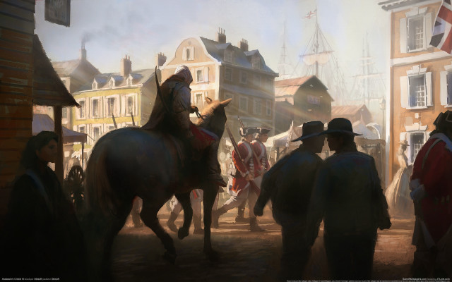 Man horse town square architecture free wallpaper - medium preview image