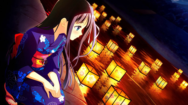 Chizuko yoshida kimono festival lanterns free wallpaper - medium preview image