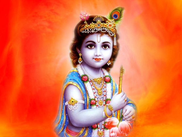 Hindu god flute peacock painting free wallpaper - medium preview image