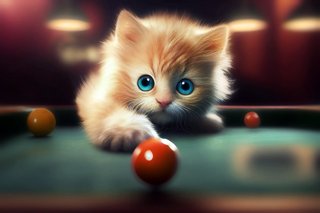 Kitten pool red ball carlos free wallpaper - medium preview image