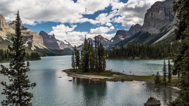 Lake mountains trees cloudy sky #17 free wallpaper - medium preview image