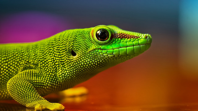 Green lizard yellow tail macro #2 free wallpaper - medium preview image