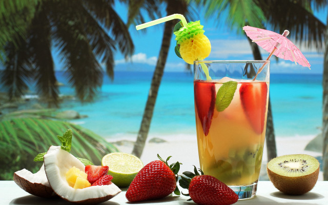 Tropical drink beach view fruit #2 free wallpaper - medium preview image