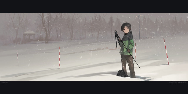 Boy ski pole snow trees free wallpaper - medium preview image