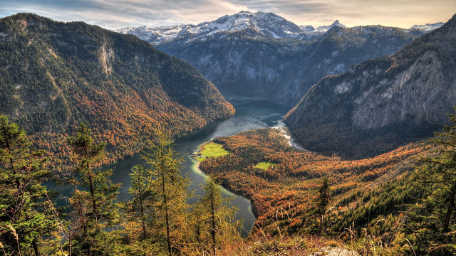 Romantic valley mountains lake forest free wallpaper - medium preview image