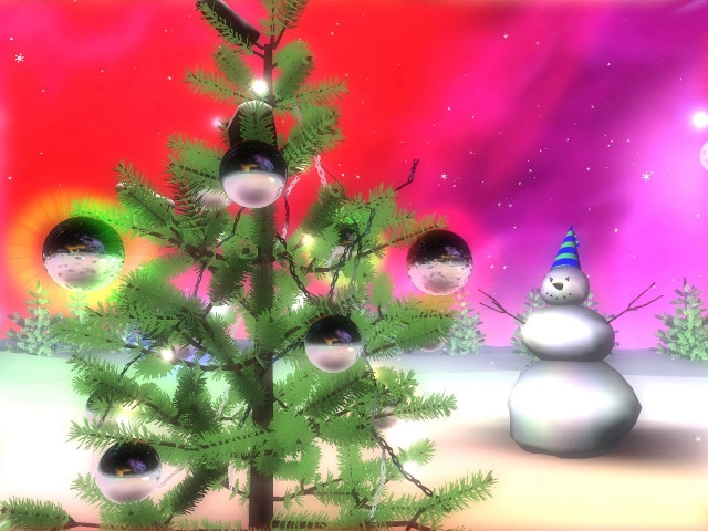 Christmas tree snowman colorful background free wallpaper - medium preview image