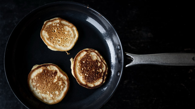 Three pancakes cooking stove spatula free wallpaper - medium preview image