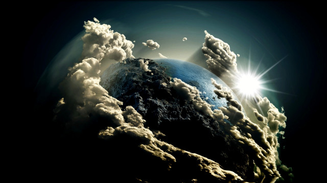 Earth sunrise clouds space lensflare free wallpaper - medium preview image