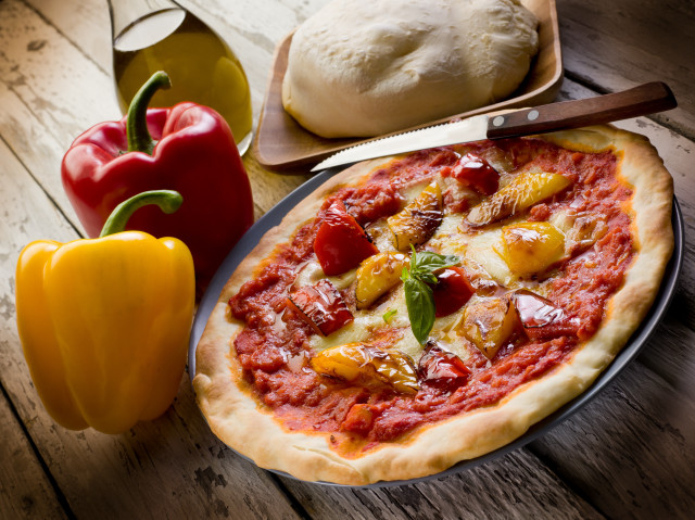 Pizza toppings table knife pepperoni free wallpaper - medium preview image
