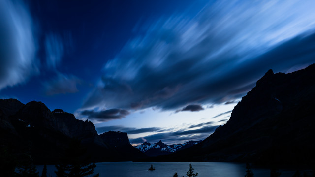 Lake mountains night clouds trees free wallpaper - medium preview image