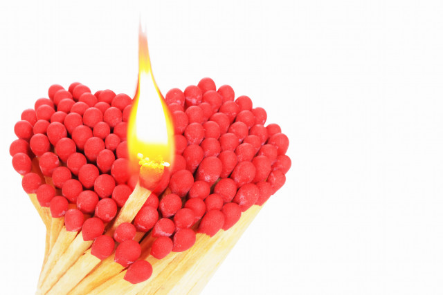Matchstick lit red flame flower free wallpaper - medium preview image