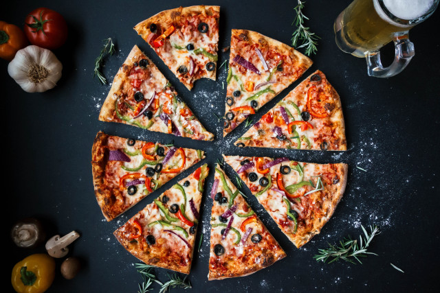 Pizza slice missing beer vegetables free wallpaper - medium preview image