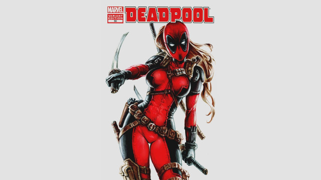 Deadpool character swords hands female free wallpaper - medium preview image