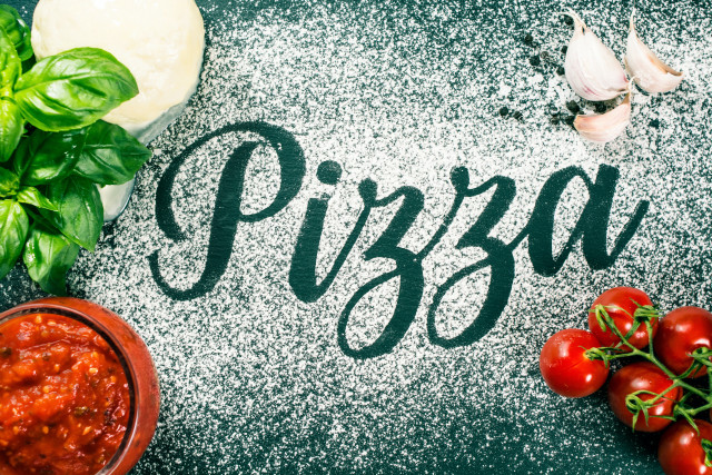 Pizza tomatoes garlic basil food free wallpaper - medium preview image