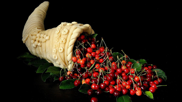 Hand cherries surreal folk art free wallpaper - medium preview image