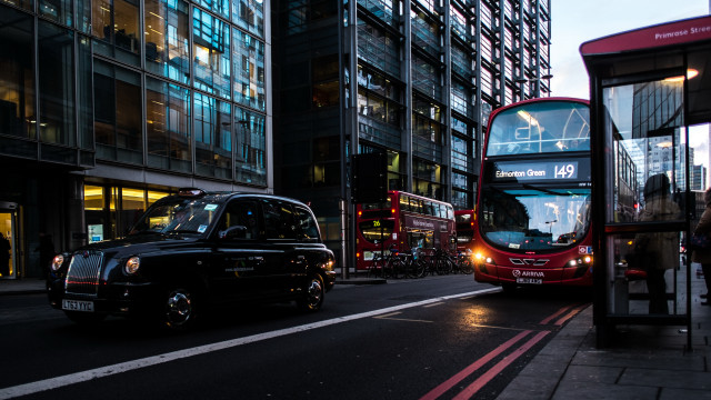 Red bus night cityscape tokyo free wallpaper - medium preview image