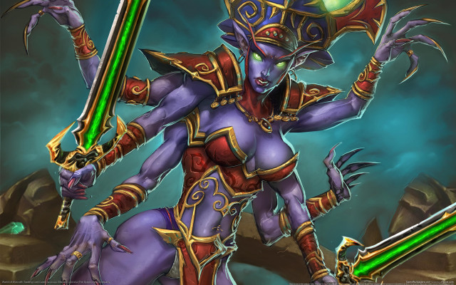Fantasy woman sword helmet greenlight free wallpaper - medium preview image