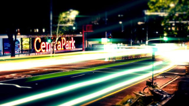 City street central park night free wallpaper - medium preview image