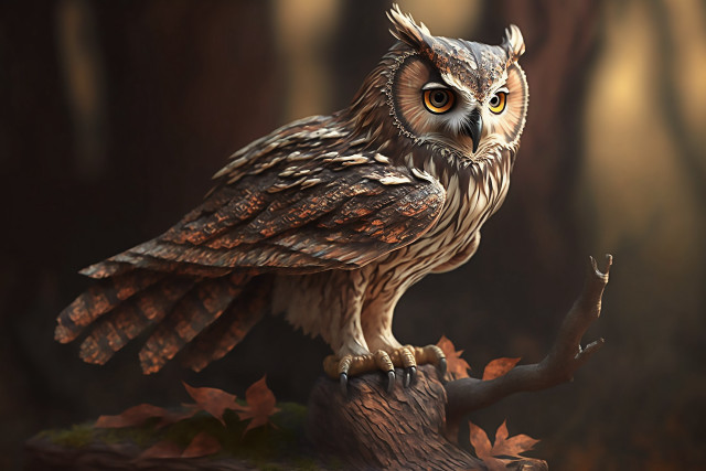 Owl forest digital painting highly free wallpaper - medium preview image