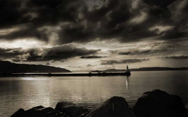 Lighthouse rocky shore cloudy sky #6 free wallpaper - medium preview image