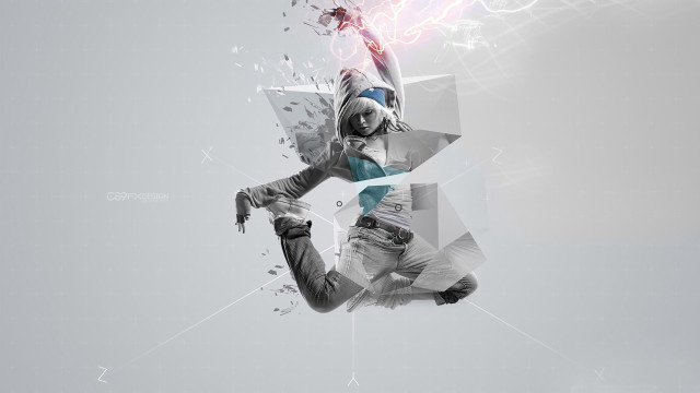 Jumping skateboard lightning abstract geometry free wallpaper - medium preview image
