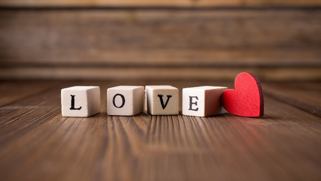 Wooden love red heart table free wallpaper - medium preview image