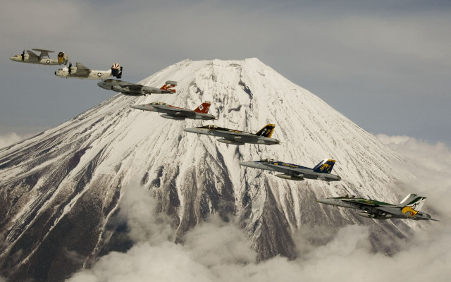 Fighter jets snow mountain clouds free wallpaper - medium preview image